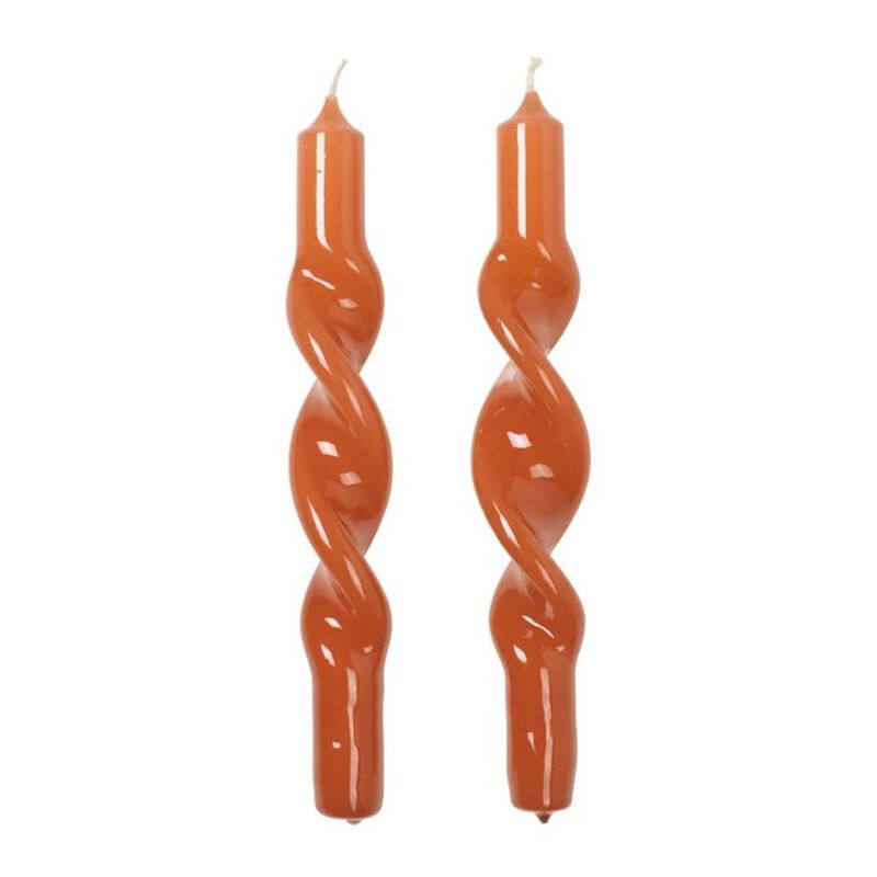 Broste Candle Twist Giftboxed Set Of 2 - Glossy Burned Orange image number 0